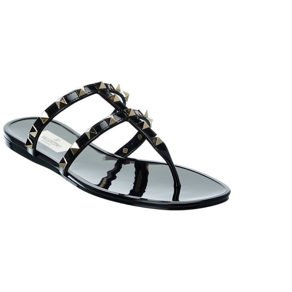 VALENTINO Rockstud Caged Rubber Sandal Black 36
